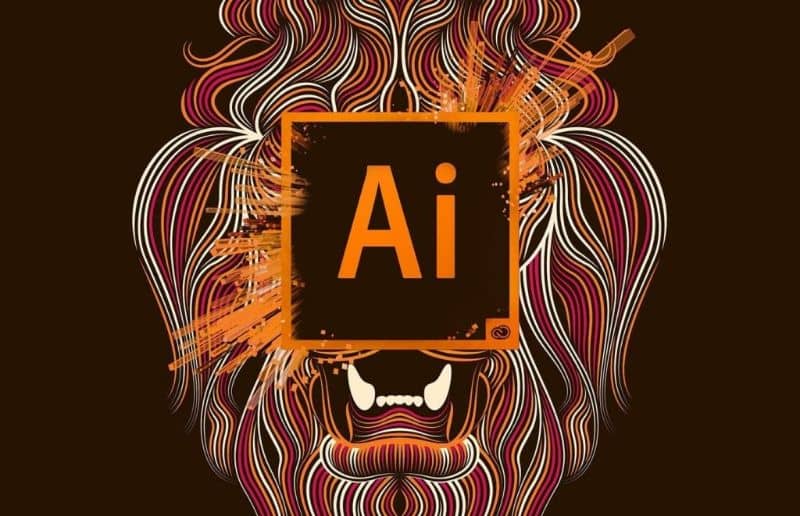 leon con icono adobe illustrator