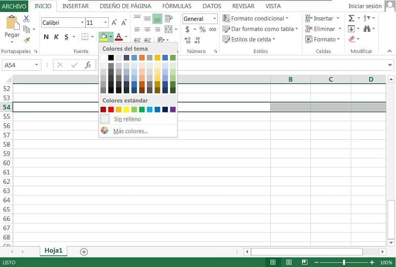 colores en Excel