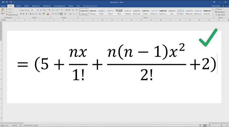 escribir correctamente la ecuacion en word